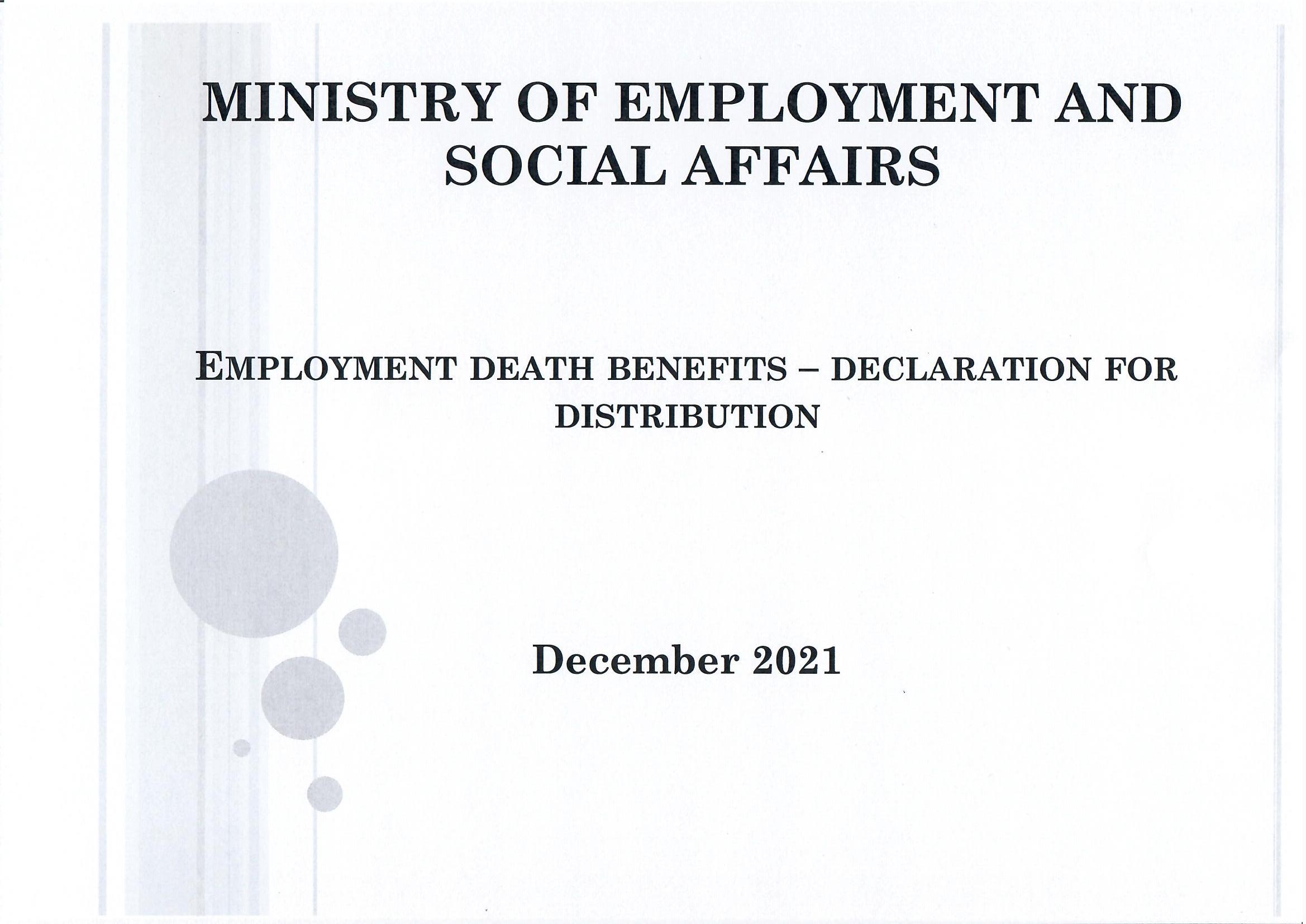 Employment Death benefits- Declaration for distribution