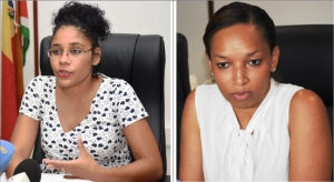 Ms Payet and Ms Morel during the press conference yesterday