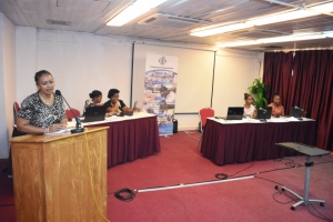 Ms Assary addressing the gathering at yesterday’s meeting