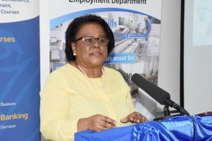 Minister Thelemaque addressing the gathering at the launch of the programme yesterday