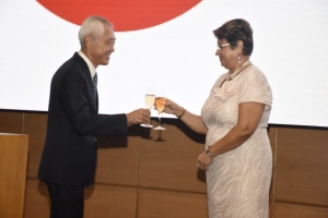 Minister Mondon and Ambassador Makoto proposing a toast to the Emperor